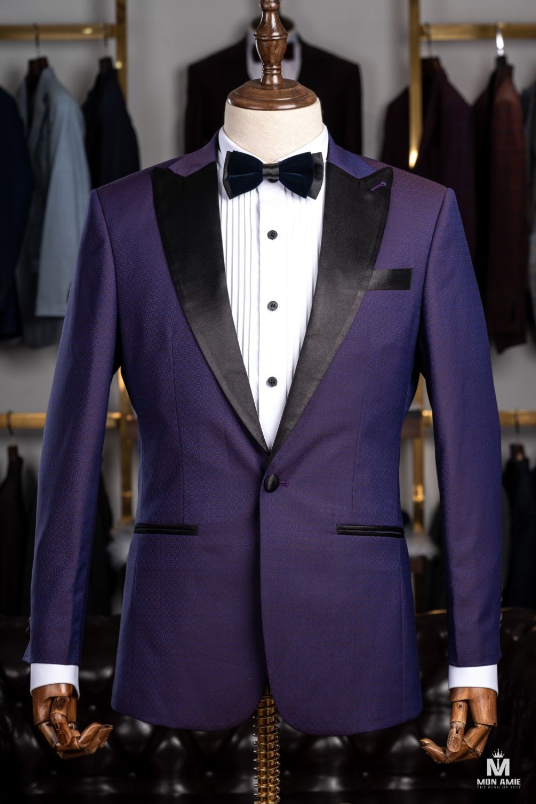 Purple Jacquard With Satin Lapels Tuxedo 